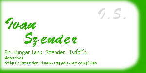 ivan szender business card